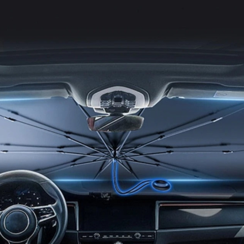 Slnečná clona do auta typu dáždnik – Ochrana UV a zníženie tepla