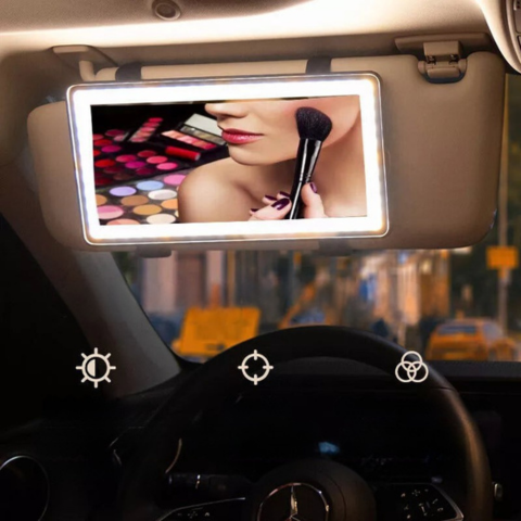 Espejo LED De Parasol Para Coche – Iluminación Ajustable Y Recargable