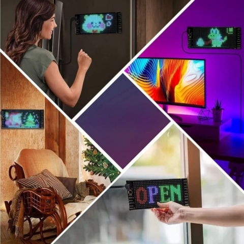 מסך LED מונפש לרכב – הודעות ואימוג'ים מותאמים אישית