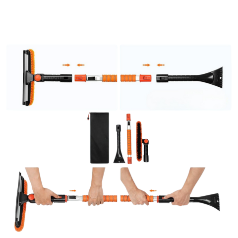 Snow Brush and Car Scraper — Adjustable and Removable Handle