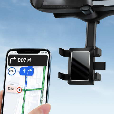 Wsparcie Telefonu Samochodowego — Mocowanie na Lusterku i Regulowane