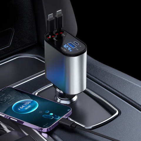 Caricatore Auto Veloce – Compatibilità iPhone e USB-C 
