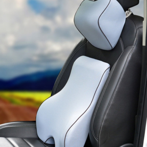 Cojín de apoyo lumbar y reposacabezas de espuma con memoria - Comodidad y alivio para la espalda