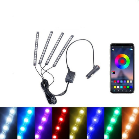 Kit LED de Ambiente para Coche – Luces Multicolores Reactivas al Sonido 