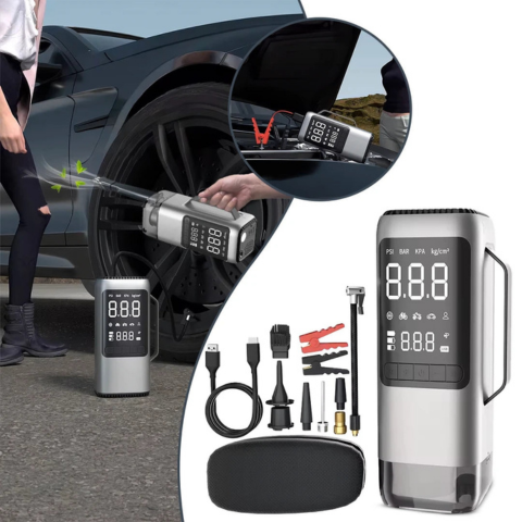 Démarreur De Voiture Multifonction 9-En-1 Avec Compresseur D’Air