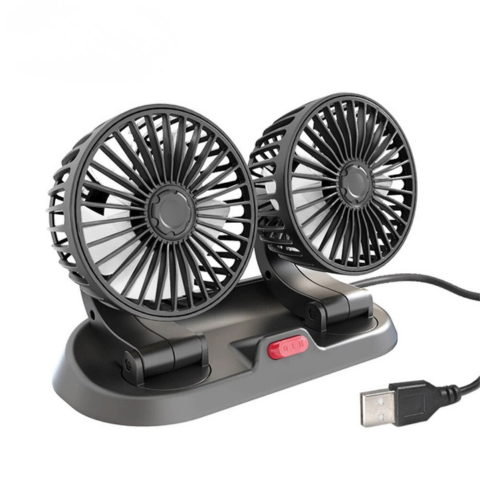 Dwugłowicowy wentylator automatyczny - zasilanie z USB lub zapalniczki samochodowej
