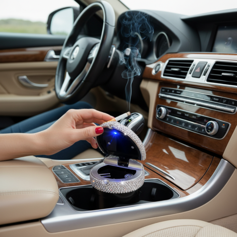 Brilantný mini popolník do auta - elegantný dizajn a dymotesný uzáver