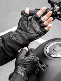 Motorhandschoenen Met Halve Vingers Van PU Leer – Retro Bikerstijl & Ademend Zomer 